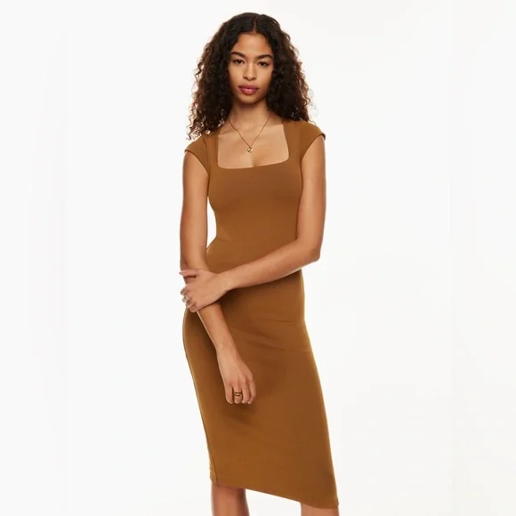 brown ponte dress Boden Women's Zinnia Tie Ponte Midi Dress in Brown main image 0